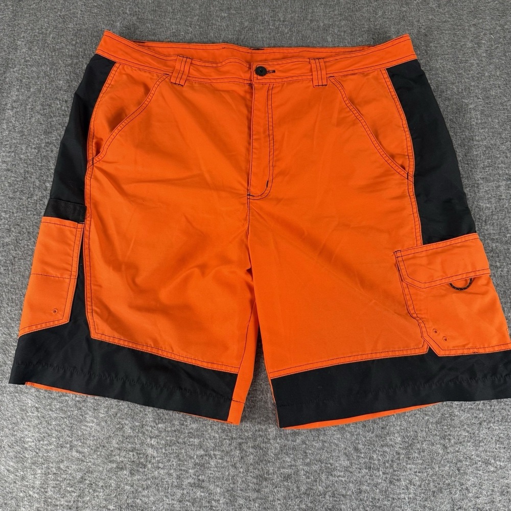 Magellan Fish Gear Shorts Mens 38 Orange Black Cargo Fishing Outdoor Mag Repel